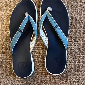 Blue and White Flip Flops